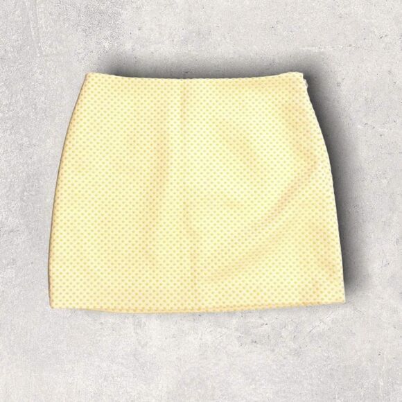 Club Monaco Yellow Polkadot Sleeveless Peplum Top and Mini Skirt Set, Size 4 - Picture 4 of 6